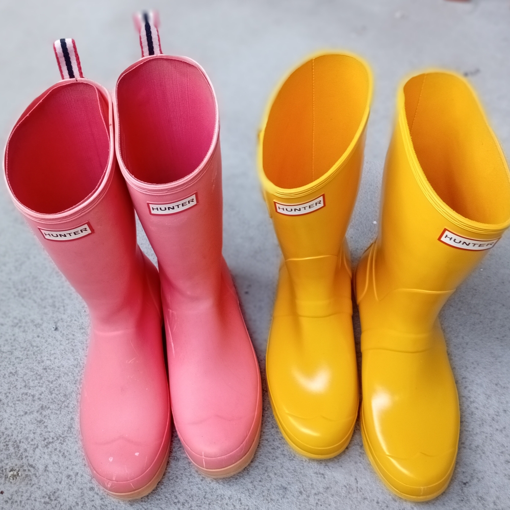 Hunter Vibrant Pink and Yellow Boots